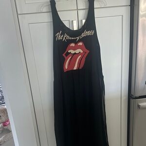 The Rolling Stones Black Maxi Dress with Red Tongue Graphic Large